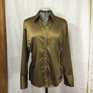 New York & Co. gold shimmer stretch blouse
